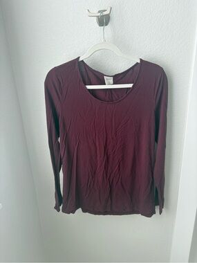 Soma Long-Sleeve Scoop Neck Top - Wine/Burgundy